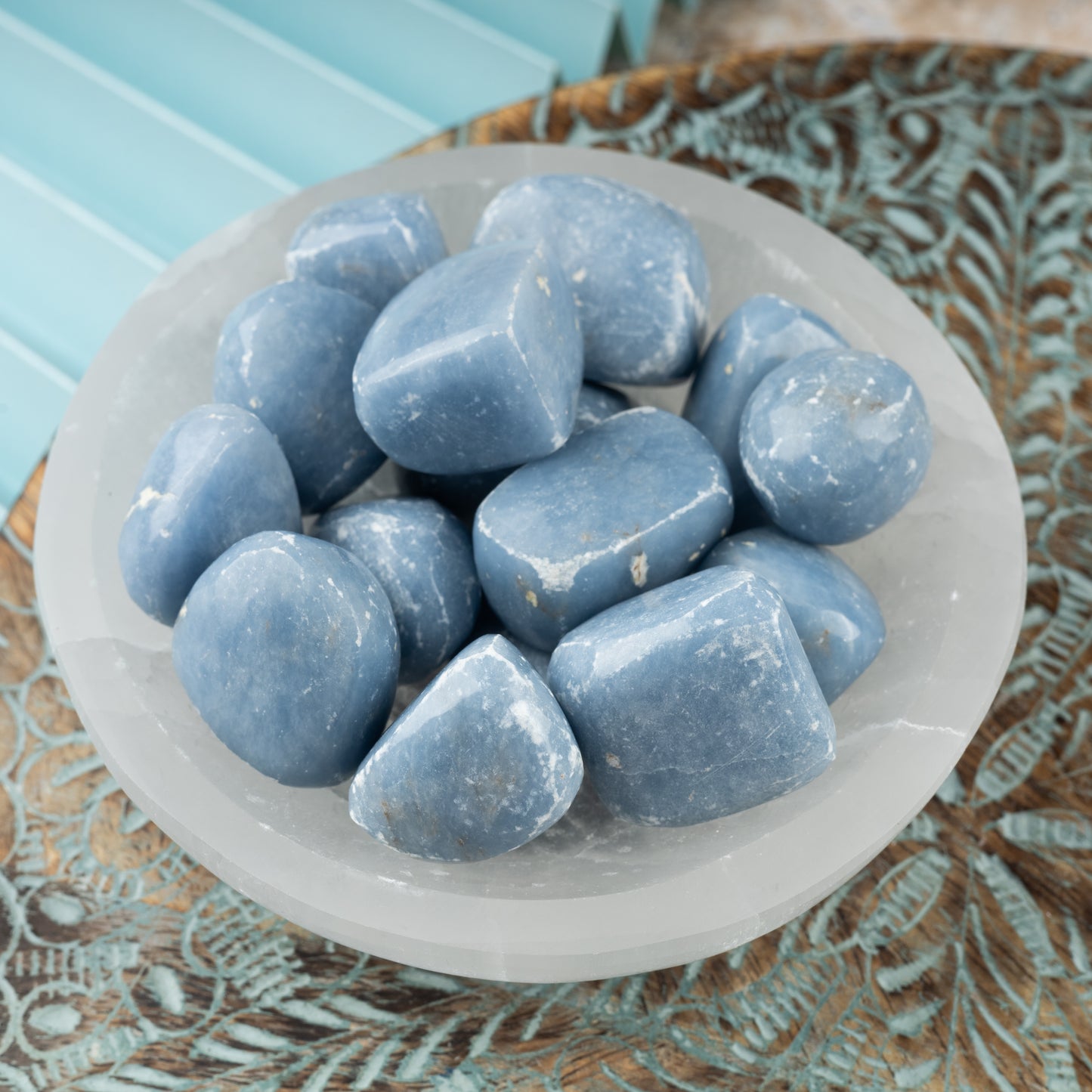 Angelite Crystal Tumble Stone - Authentic Polished Stone for Meditation, Spiritual Gifts, Chakra Healing, Reiki, & Energy Work