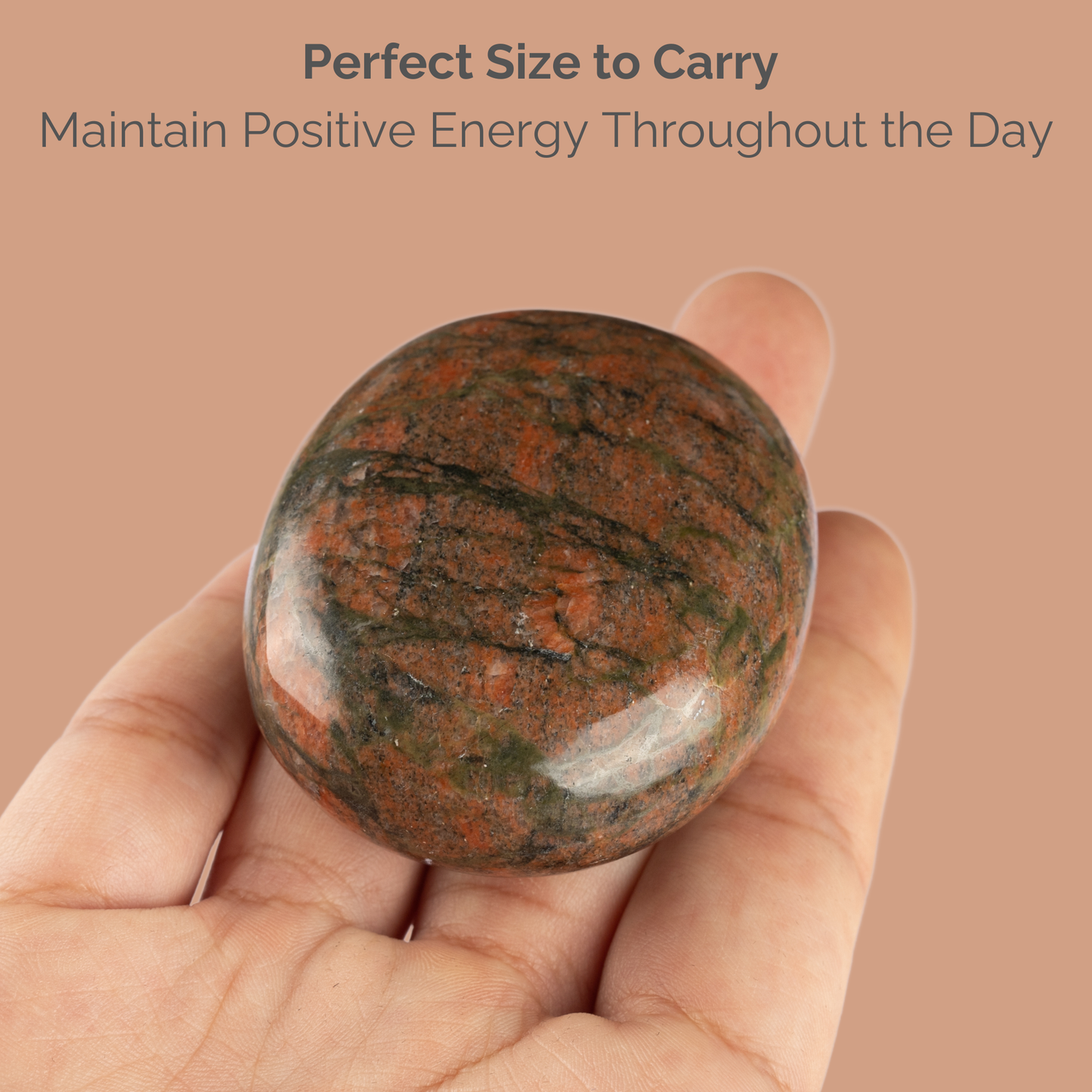 Unakite Palm Stone Crystal - Natural Healing Stone for Anxiety Relief & Meditation - Polished Unakite Worry Stone - Spiritual Gift