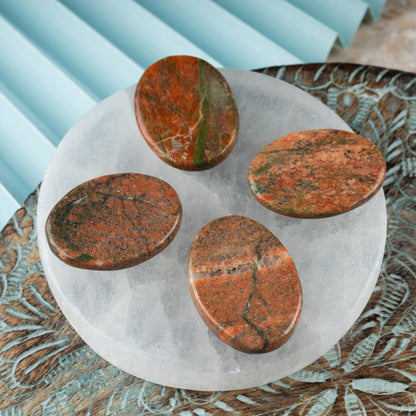 Unakite Worry Stone for Anxiety Relief, Healing Crystals & Natural Energy Healing Thumb Stone, Perfect Meditation & Spiritual Gift