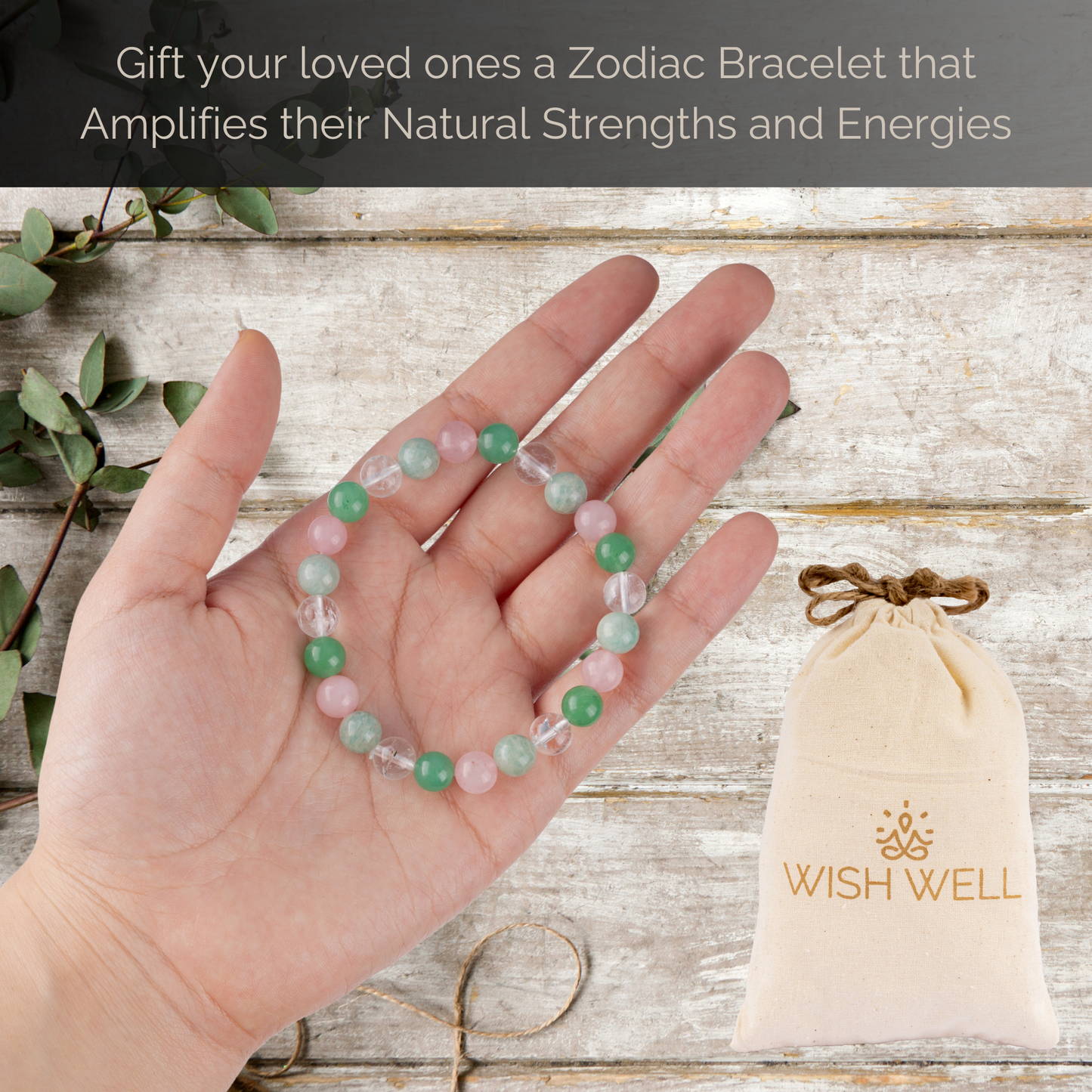 Virgo Zodiac Bracelet for Women or Men with Natural Amazonite, Clear Quartz, Green Aventurine, and Rose Quartz Crystals and Healing Stones - Handmade Beaded Bracelet, Perfect Zodiac Gift for Birthday