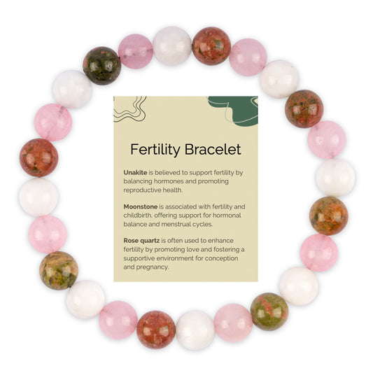 Fertility Bracelet for Women and Men with Unakite, Moonstone, and Rose Quartz Crystals and Healing Stones - Handmade Beaded Bracelets, Crystal Bracelet for Spiritual Gifts