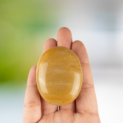 Yellow Aventurine Palm Stone Crystal - Natural Healing Stone for Anxiety Relief & Meditation - Polished Yellow Aventurine Worry Stone - Spiritual Gift