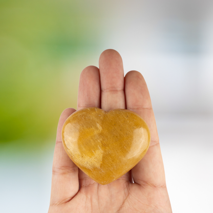 Yellow Aventurine Heart Palm Stone Crystal - Natural Healing Stone for Anxiety Relief & Meditation - Polished Yellow Aventurine Worry Stone - Spiritual Gift