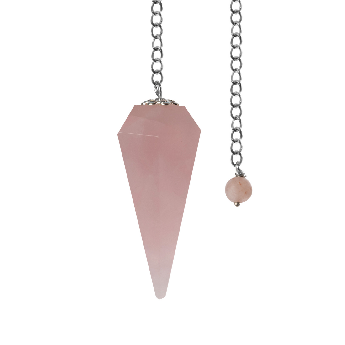 Rose Quartz Pendulum Crystal, Faceted Pendulum Divination Tools, Dowsing Pendulum Crystal for Energy Work, Crystal Grid & Reiki Healing