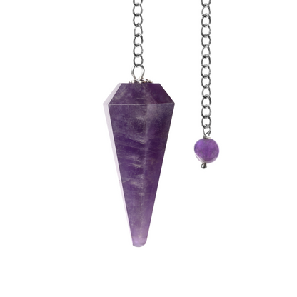 Amethyst Pendulum Crystal, Faceted Pendulum Divination Tools, Dowsing Pendulum Crystal for Energy Work, Crystal Grid & Reiki Healing