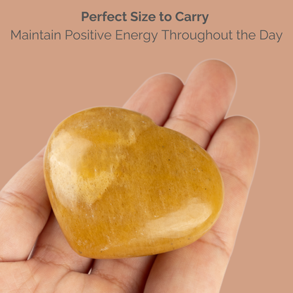 Yellow Aventurine Heart Palm Stone Crystal - Natural Healing Stone for Anxiety Relief & Meditation - Polished Yellow Aventurine Worry Stone - Spiritual Gift