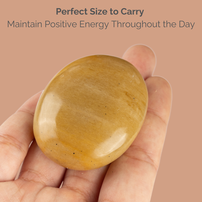 Yellow Aventurine Palm Stone Crystal - Natural Healing Stone for Anxiety Relief & Meditation - Polished Yellow Aventurine Worry Stone - Spiritual Gift