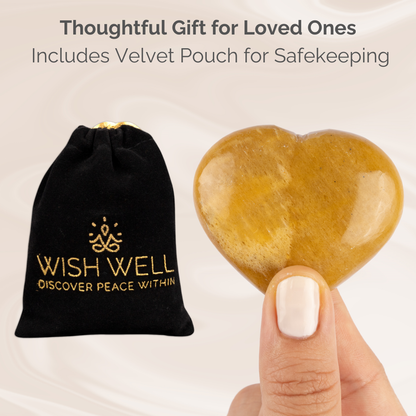 Yellow Aventurine Heart Palm Stone Crystal - Natural Healing Stone for Anxiety Relief & Meditation - Polished Yellow Aventurine Worry Stone - Spiritual Gift