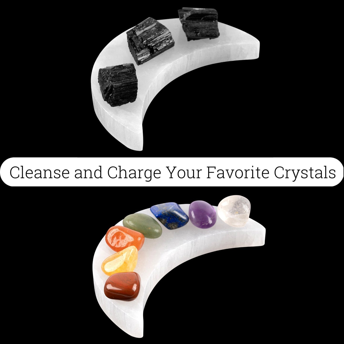 Selenite Moon Plate, Flat Crystal Plate, Crystal Stone Holder, Natural Selenite Gift, Crystal Decor, Choose Size