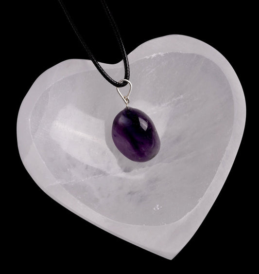 Heart Selenite Charging Bowls, Selenite Crystal, Meditation Bowl, Reiki Bowl, Jewelry Holder, Crown Chakra, Cleansing Bowl,Amethyst Necklace