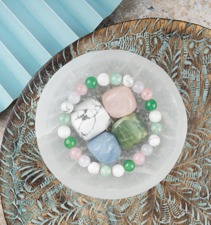 Calm and Peace Manifestation Crystal Bracelet & Tumbled Crystals, Healing Crystal Set,  Energy Crystals, Intention Bracelet Crystal Kit