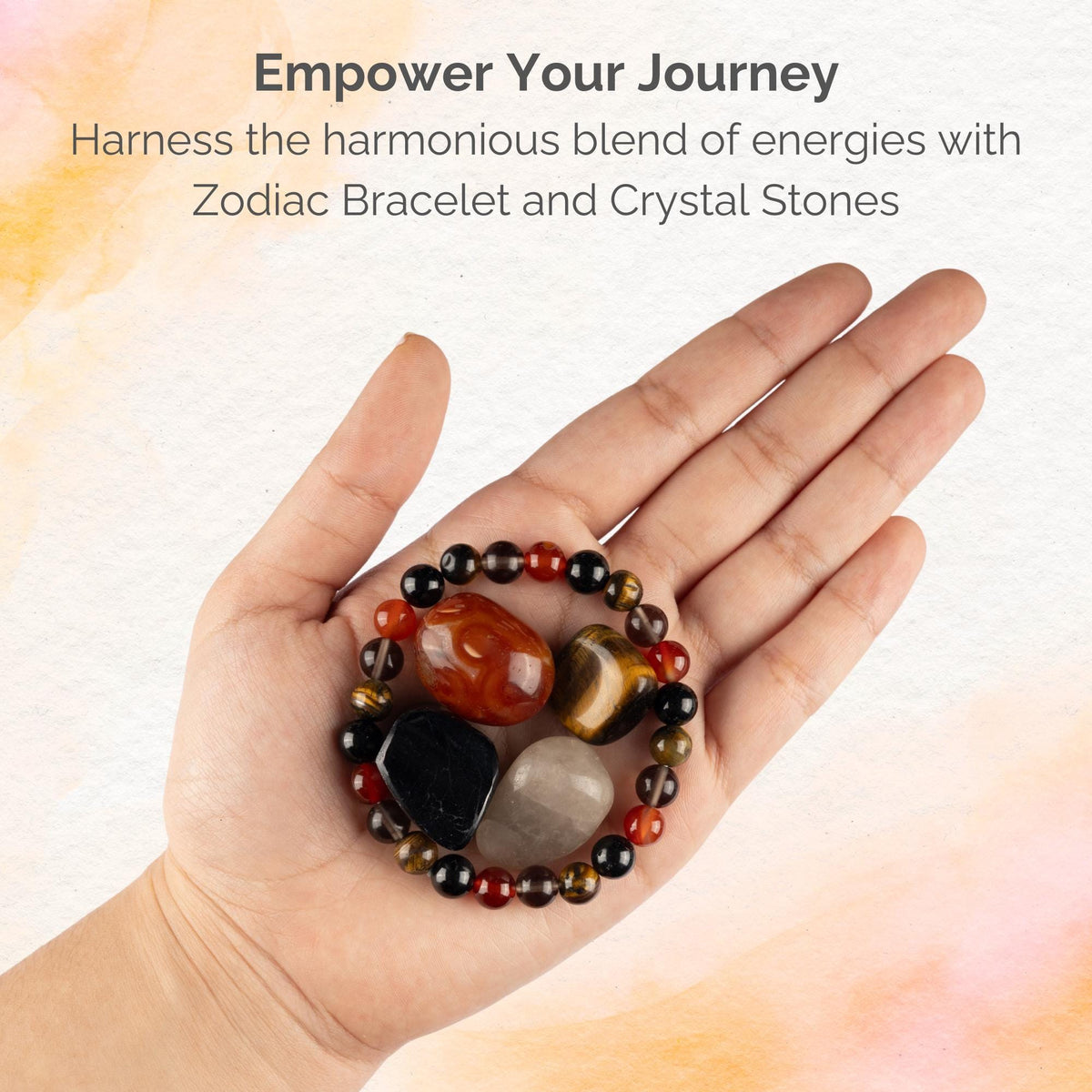 Capricorn Zodiac Crystal Bracelet and Tumble Stones, Handmade Beaded Bracelet, Zodiac Gift, Birthday Bracelet, Stretch Bracelet, Healing Bracelet, Birthday Gift