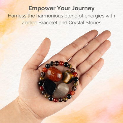 Capricorn Zodiac Crystal Bracelet and Tumble Stones, Handmade Beaded Bracelet, Zodiac Gift, Birthday Bracelet, Stretch Bracelet, Healing Bracelet, Birthday Gift