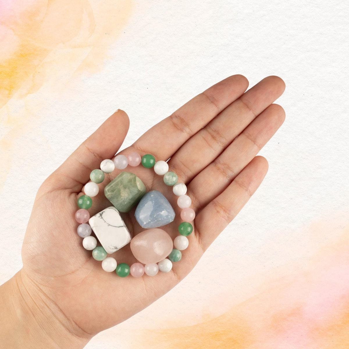 Calm and Peace Manifestation Crystal Bracelet & Tumbled Crystals, Healing Crystal Set,  Energy Crystals, Intention Bracelet Crystal Kit