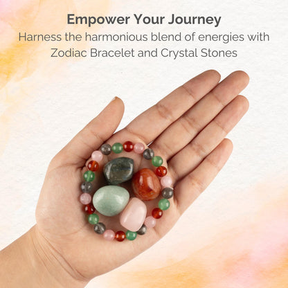 Taurus Zodiac Crystal Bracelet and Tumbled Crystals, Birthstone Crystal Set, Zodiac Crystal Gift, Healing Crystal Set, Birthday Crystal Set