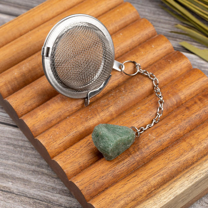 Raw Crystal Tea Infuser, Loose Leaf Tea Steeper with Natural Stone, Tea Lover Gift, Rough Crystal Tea Ball, Amethyst, Rose Quartz & More