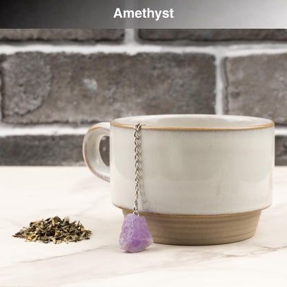Raw Crystal Tea Infuser, Loose Leaf Tea Steeper with Natural Stone, Tea Lover Gift, Rough Crystal Tea Ball, Amethyst, Rose Quartz & More