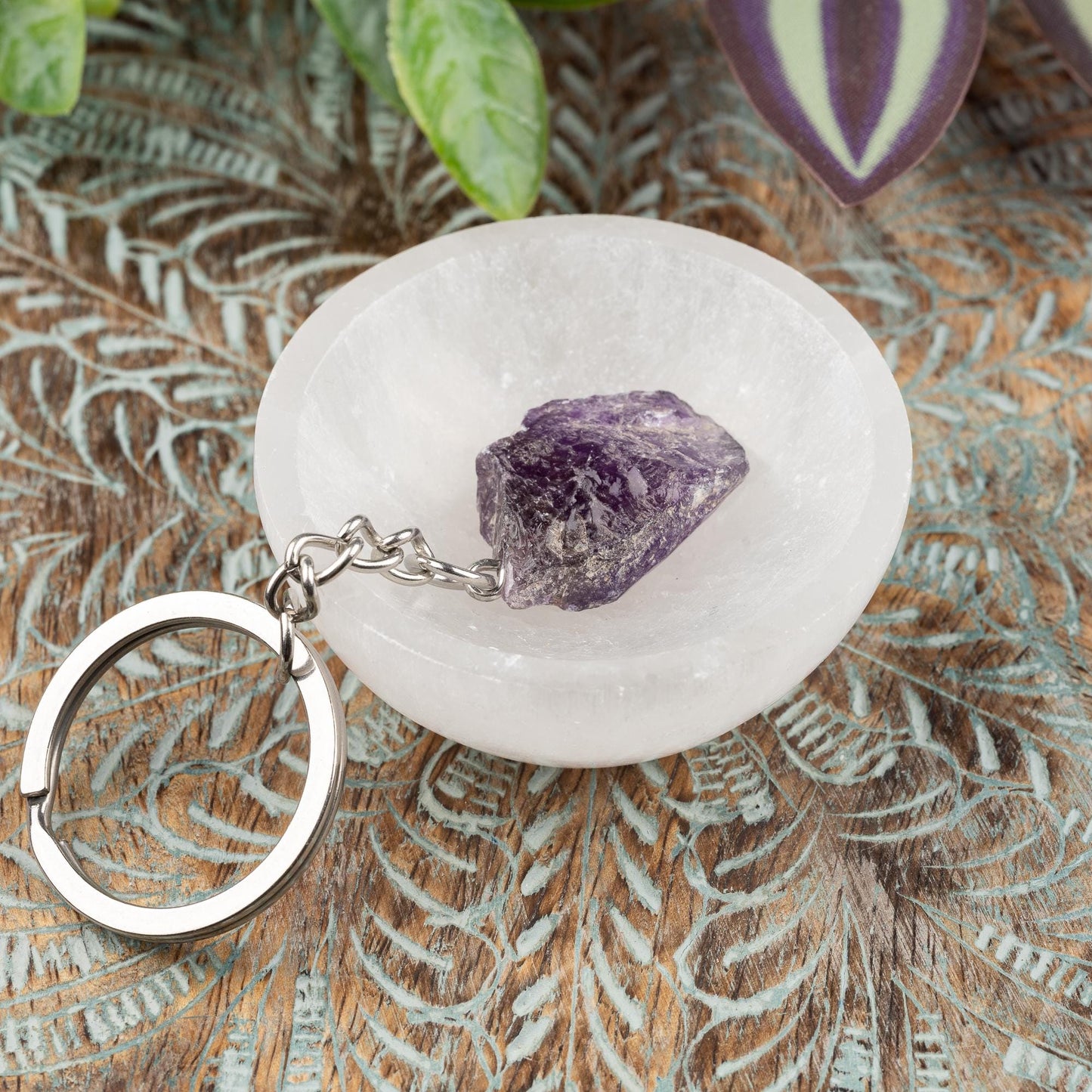 Raw Crystal Stone Keychain, Natural Healing Crystal Keyring for Energy, Protection & Positivity, Crystal Accessory Gift for Her or Him