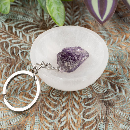 Raw Crystal Stone Keychain, Natural Healing Crystal Keyring for Energy, Protection & Positivity, Crystal Accessory Gift for Her or Him