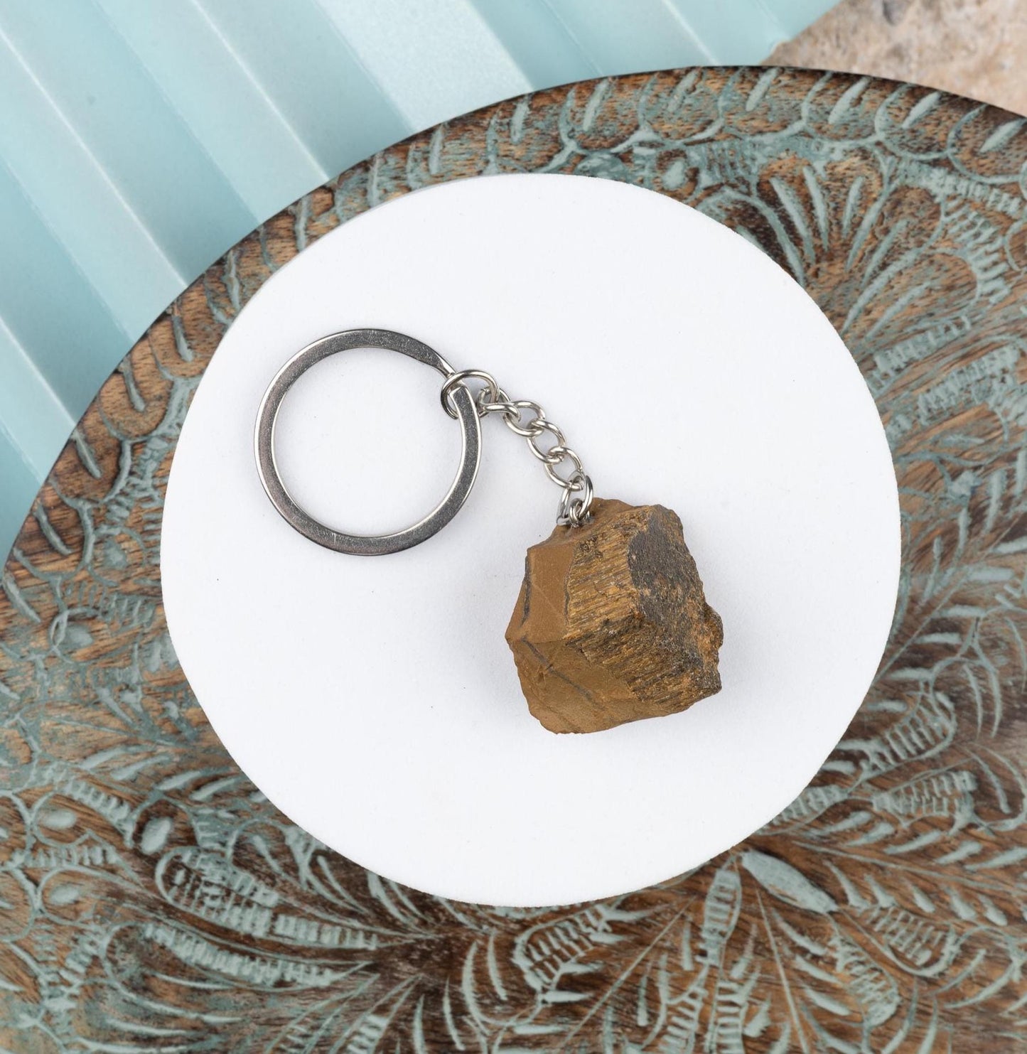 Raw Crystal Stone Keychain, Natural Healing Crystal Keyring for Energy, Protection & Positivity, Crystal Accessory Gift for Her or Him