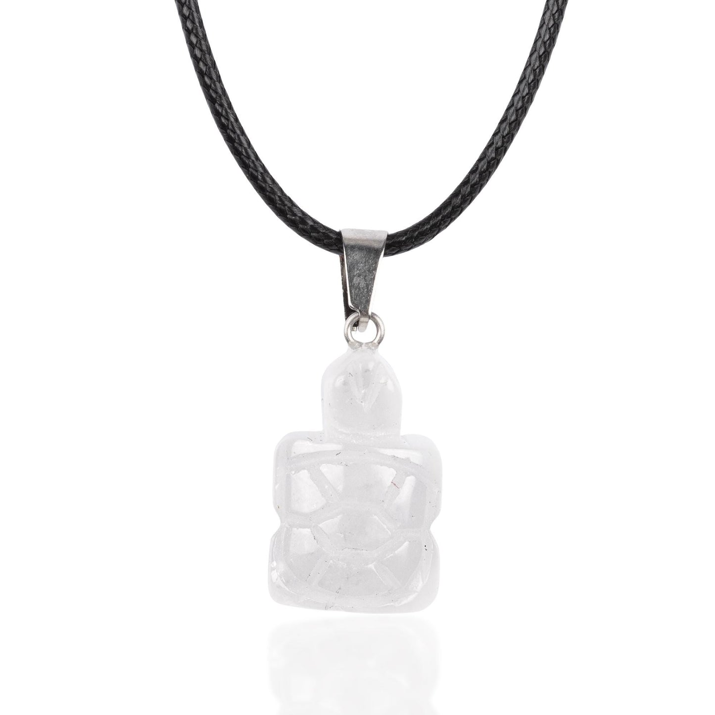 Turtle Pendant Crystal Necklace with 18" Black Cord, Natural Healing Crystal Jewelry Gift, Amethyst, Rose Quartz, Lapis Lazuli, Red Jasper