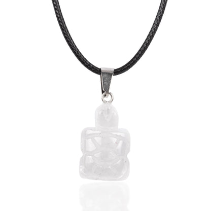 Turtle Pendant Crystal Necklace with 18" Black Cord, Natural Healing Crystal Jewelry Gift, Amethyst, Rose Quartz, Lapis Lazuli, Red Jasper