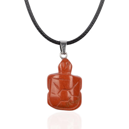 Turtle Pendant Crystal Necklace with 18" Black Cord, Natural Healing Crystal Jewelry Gift, Amethyst, Rose Quartz, Lapis Lazuli, Red Jasper