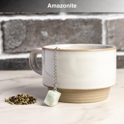 Raw Crystal Tea Infuser, Loose Leaf Tea Steeper with Natural Stone, Tea Lover Gift, Rough Crystal Tea Ball, Amethyst, Rose Quartz & More