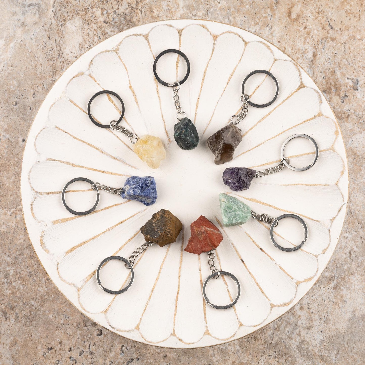 Raw Crystal Stone Keychain, Natural Healing Crystal Keyring for Energy, Protection & Positivity, Crystal Accessory Gift for Her or Him
