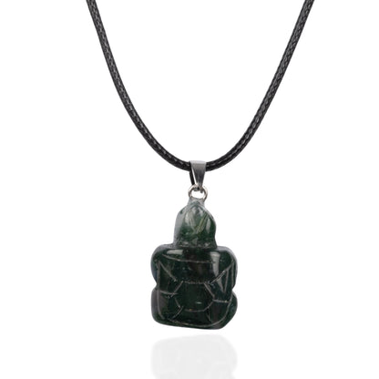 Turtle Pendant Crystal Necklace with 18" Black Cord, Natural Healing Crystal Jewelry Gift, Amethyst, Rose Quartz, Lapis Lazuli, Red Jasper