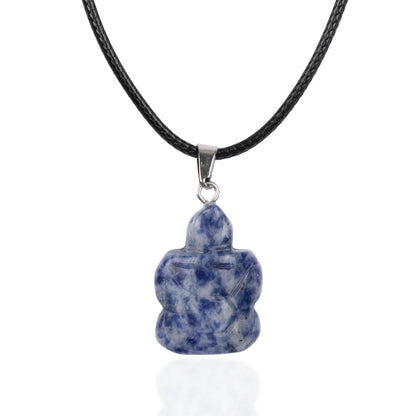 Turtle Pendant Crystal Necklace with 18" Black Cord, Natural Healing Crystal Jewelry Gift, Amethyst, Rose Quartz, Lapis Lazuli, Red Jasper