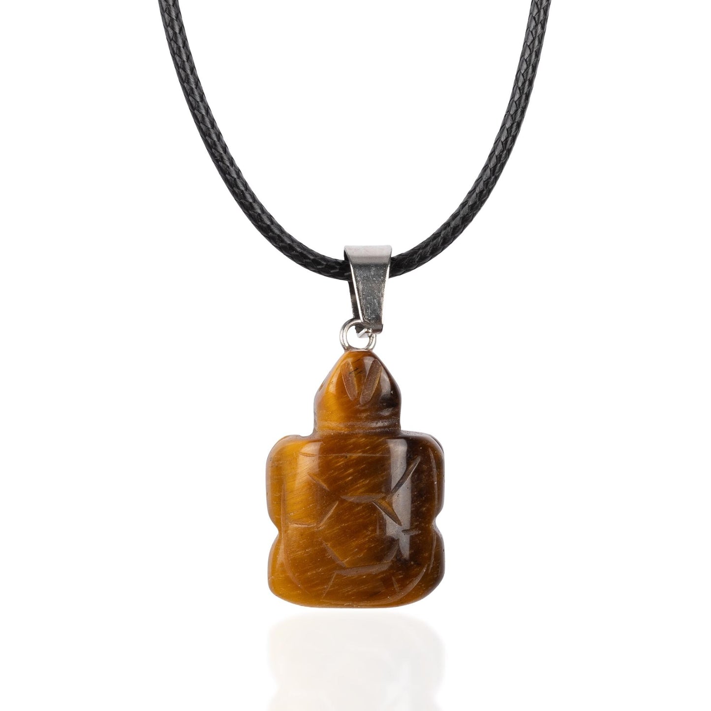 Turtle Pendant Crystal Necklace with 18" Black Cord, Natural Healing Crystal Jewelry Gift, Amethyst, Rose Quartz, Lapis Lazuli, Red Jasper