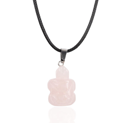 Turtle Pendant Crystal Necklace with 18" Black Cord, Natural Healing Crystal Jewelry Gift, Amethyst, Rose Quartz, Lapis Lazuli, Red Jasper