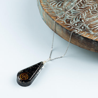 Black Tourmaline Orgone Pendant Necklace, Adjustable 18–20" Stainless Steel Chain, Energy Protection Jewelry Crystal Protection Healing Gift
