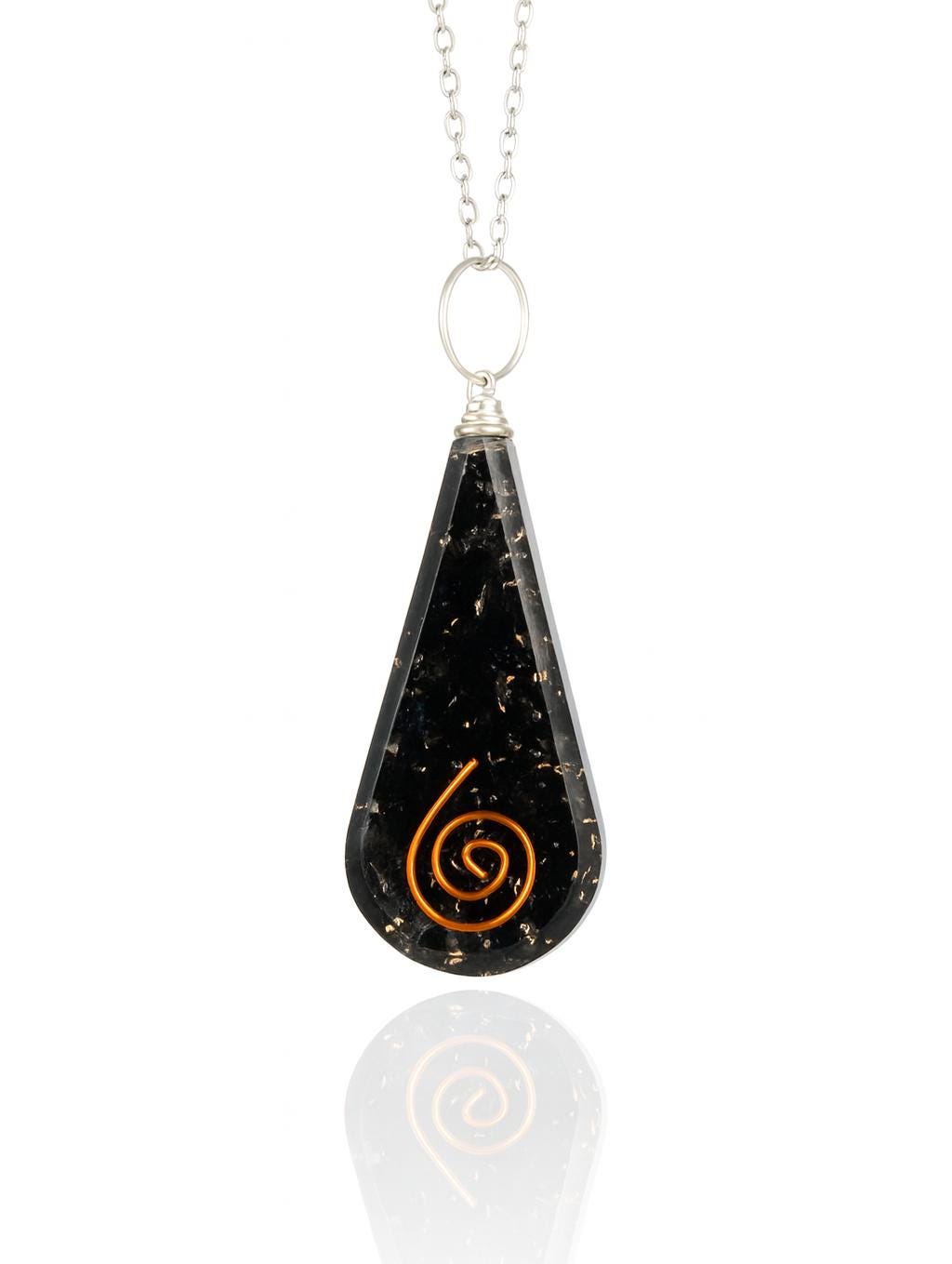 Black Tourmaline Orgone Pendant Necklace, Adjustable 18–20" Stainless Steel Chain, Energy Protection Jewelry Crystal Protection Healing Gift