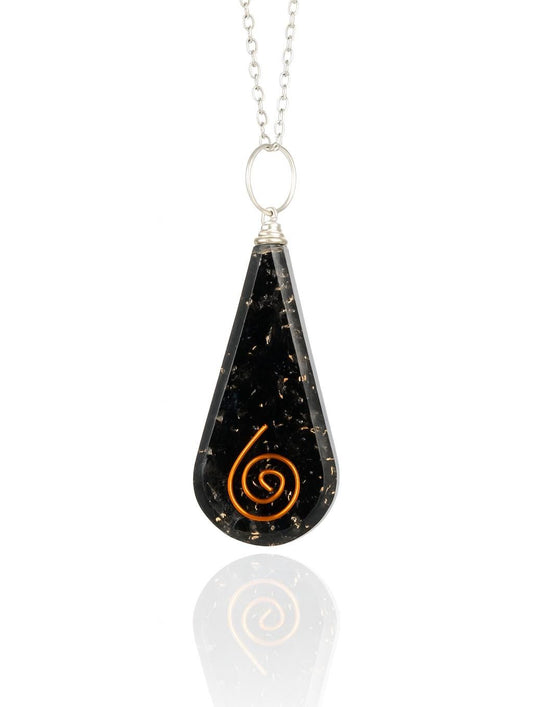 Black Tourmaline Orgone Pendant Necklace, Adjustable 18–20" Stainless Steel Chain, Energy Protection Jewelry Crystal Protection Healing Gift
