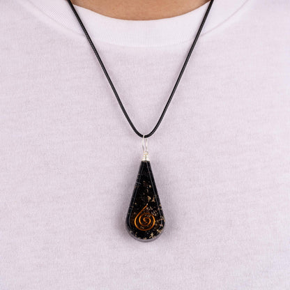 Black Tourmaline Orgone Pendant Necklace, Adjustable 18–20" Stainless Steel Chain, Energy Protection Jewelry Crystal Protection Healing Gift