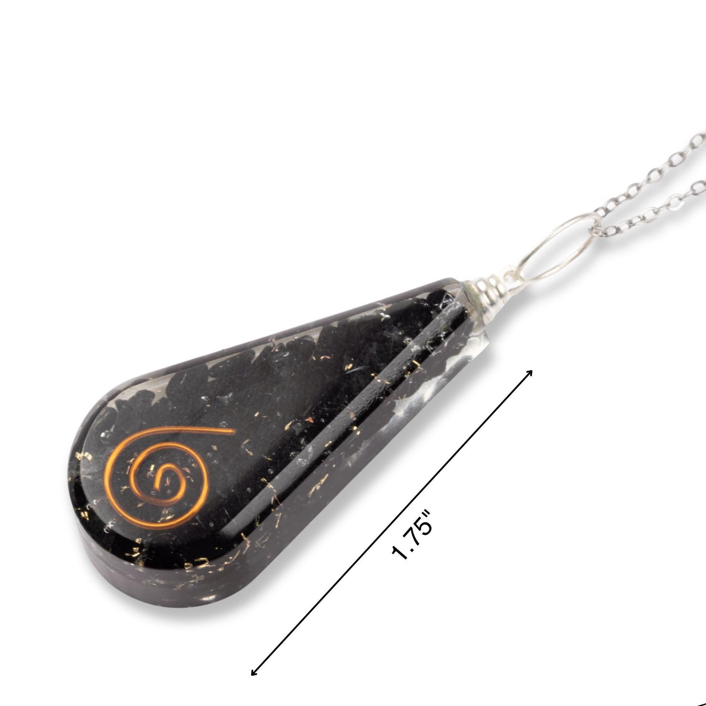 Black Tourmaline Orgone Pendant Necklace, Adjustable 18–20" Stainless Steel Chain, Energy Protection Jewelry Crystal Protection Healing Gift