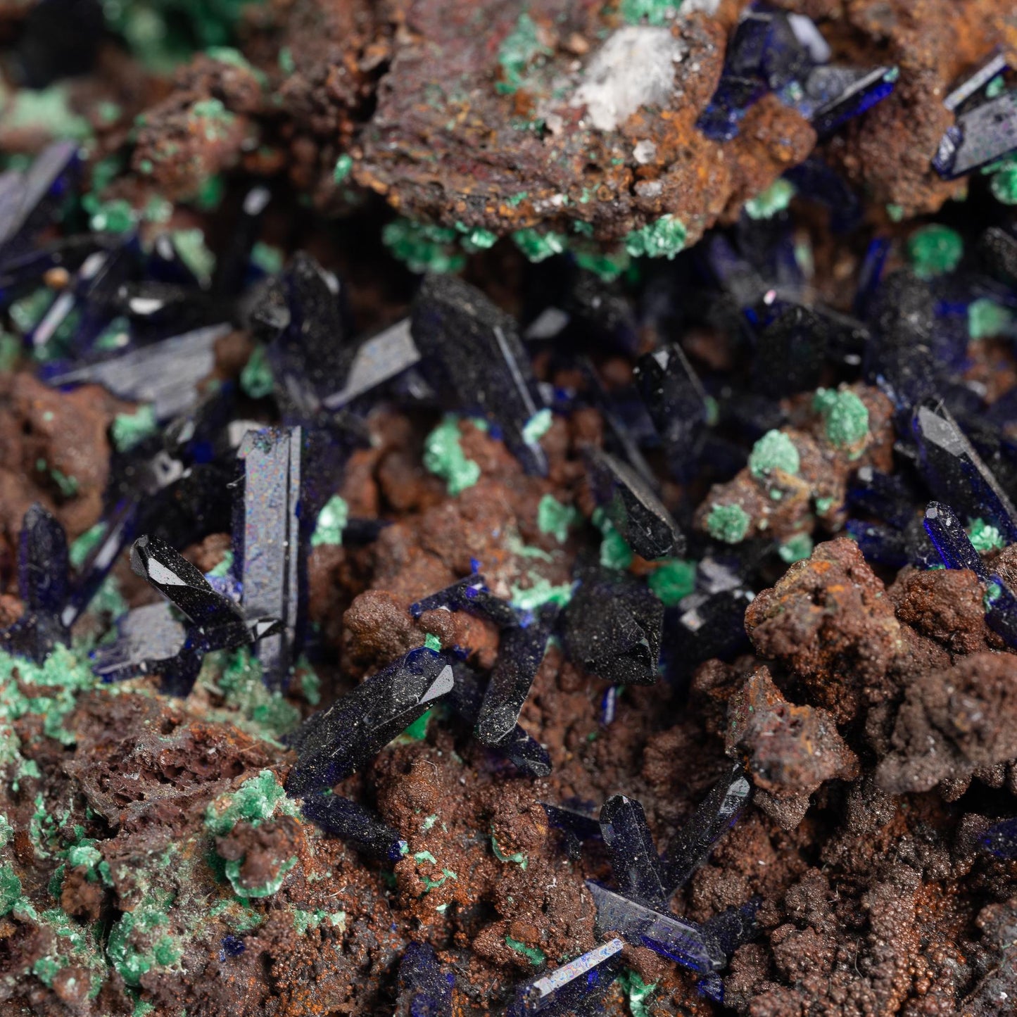 Azurite with Malachite on Matrix, Bladed Crystal Cluster, Natural Mineral Specimen, Healing Crystals for Meditation, Crystal Decor & Gift