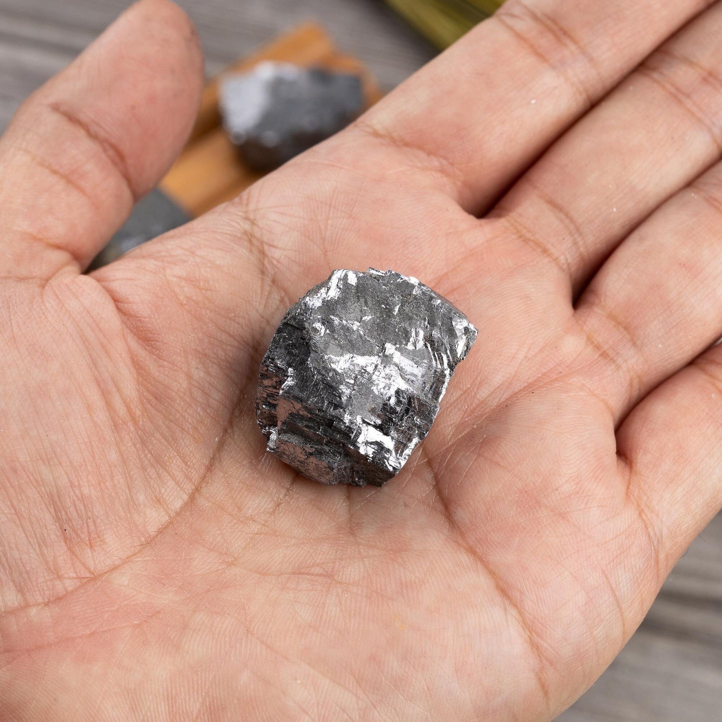 Galena Raw Stone Crystal Specimen, Natural Metallic Mineral Chunk, 0.75–1.25 Inch Collector Piece, Grounding Display Crystal