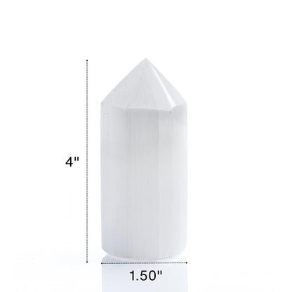 Selenite Tower Crystal Point, White Obelisk Charging Stone for Meditation, Altar Decor, and Crystal Grids, Available in 2 Sizes 4" and 6"