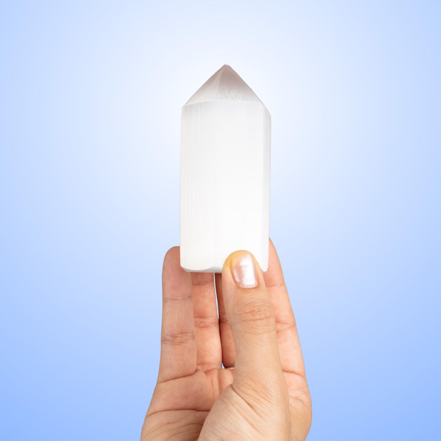 Selenite Tower Crystal Point, White Obelisk Charging Stone for Meditation, Altar Decor, and Crystal Grids, Available in 2 Sizes 4" and 6"