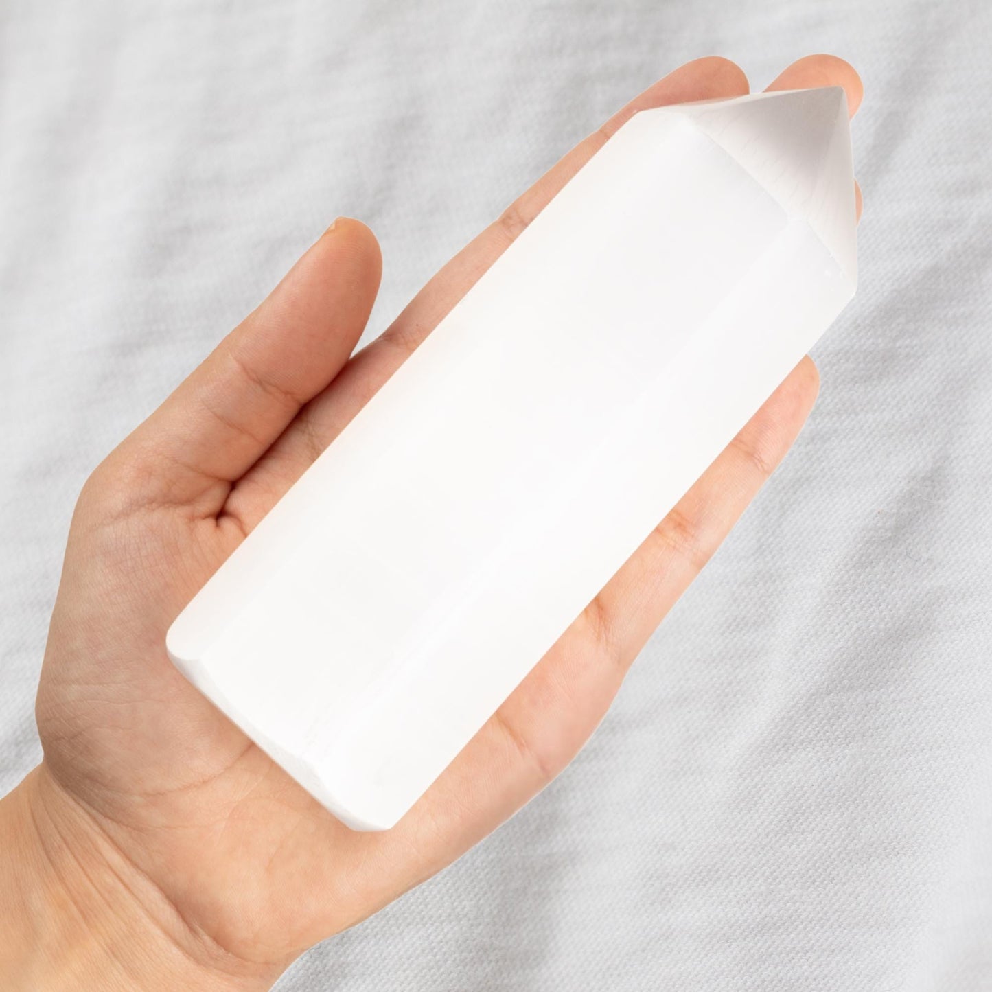 Selenite Tower Crystal Point, White Obelisk Charging Stone for Meditation, Altar Decor, and Crystal Grids, Available in 2 Sizes 4" and 6"