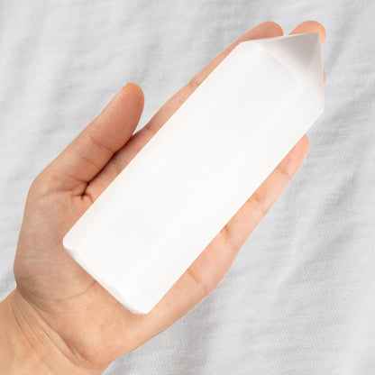 Selenite Tower Crystal Point, White Obelisk Charging Stone for Meditation, Altar Decor, and Crystal Grids, Available in 2 Sizes 4" and 6"