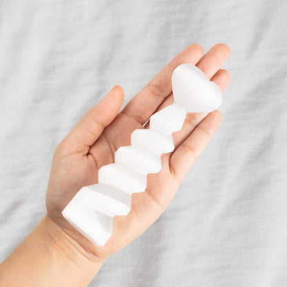 Selenite Spiral Tower with Heart Top, Selenite Crystal Tower, Natural Crystal Decor, Crystal Gift, Choose Size