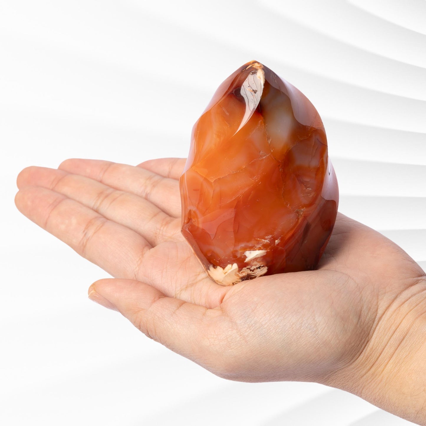 Carnelian Flame, Natural Hand Carved Crystal, Decorative Stone for Home Decor, Crafting, Display, Crystal Gift