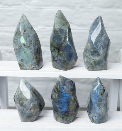 Labradorite Flame, Natural Hand Carved Crystal, Decorative Stone for Home Decor, Crafting, Crystal Display & Gift