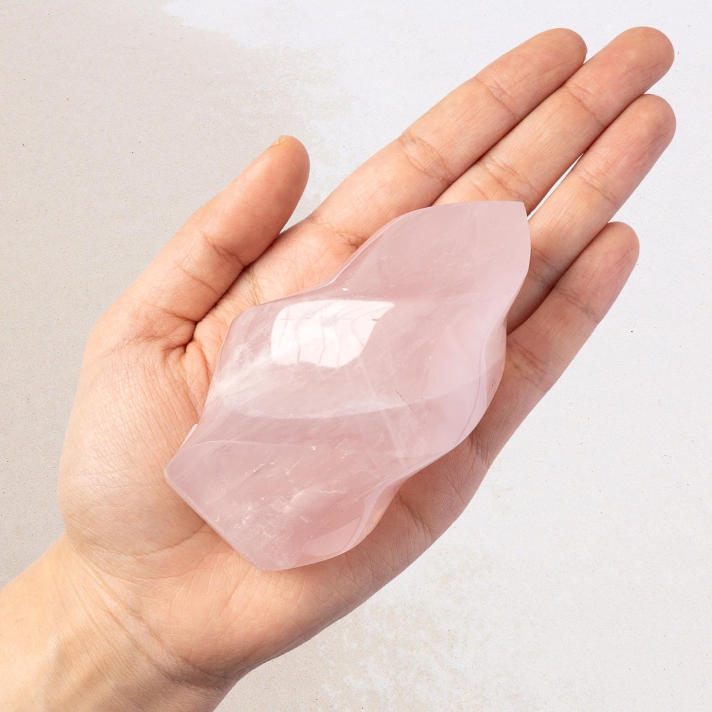 Rose Quartz Flame, Natural Hand Carved Crystal, Decorative Stone for Home Decor, Crafting, Crystal Gift