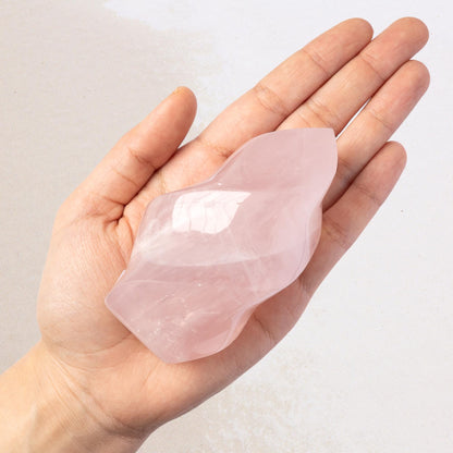 Rose Quartz Flame, Natural Hand Carved Crystal, Decorative Stone for Home Decor, Crafting, Crystal Gift