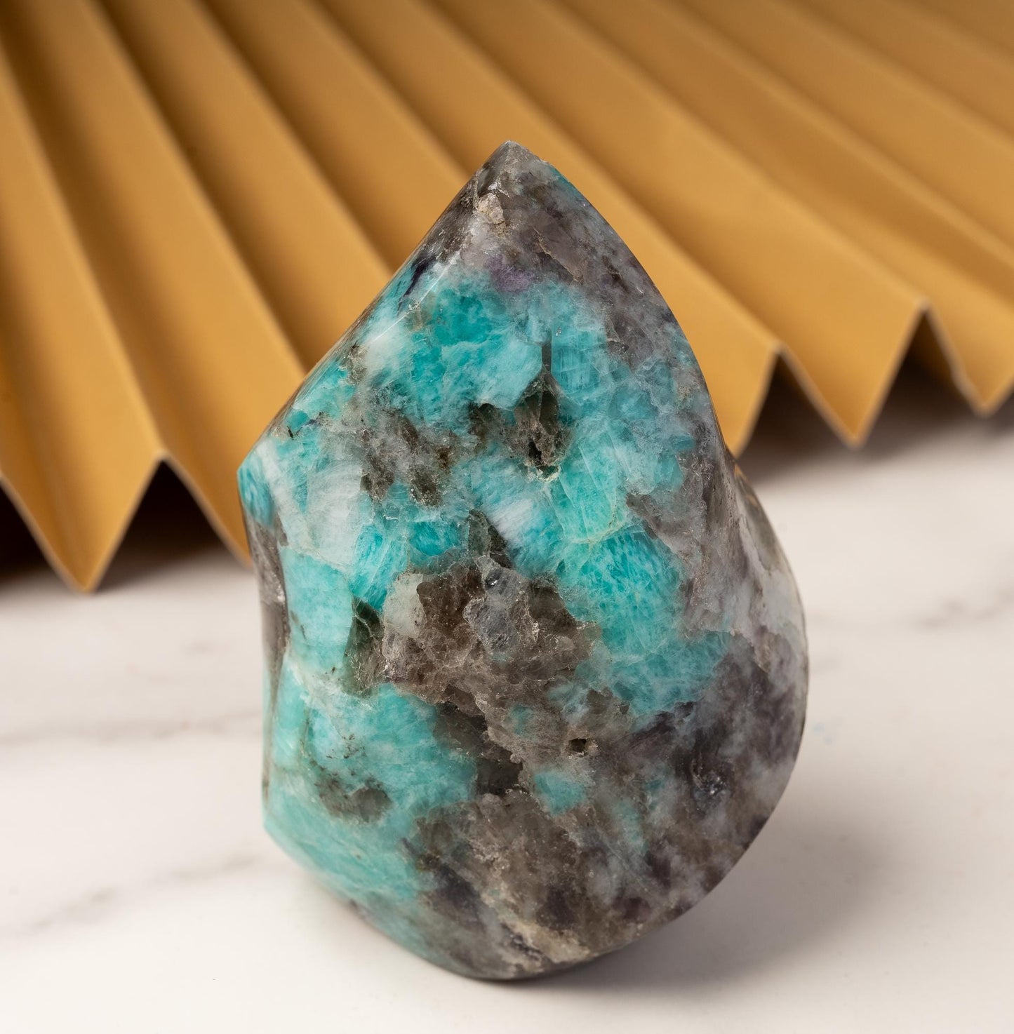 Amazonite Flame, Natural Hand Carved Crystal, Decorative Stone for Home Decor, Crafting, Crystal Gift